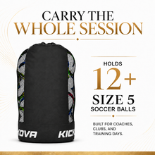 Kickova Soccer Ball Bag – Holds 12 Size 5 Soccer Balls -Customizable