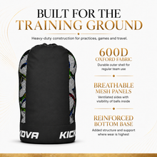 Kickova Soccer Ball Bag – Holds 12 Size 5 Soccer Balls -Customizable